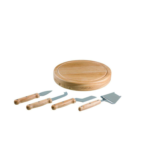 Colt's Fan Legacy Cheese Cutter Set In  Lovely Sliding Bamboo Display Case - Picture 3 of 6